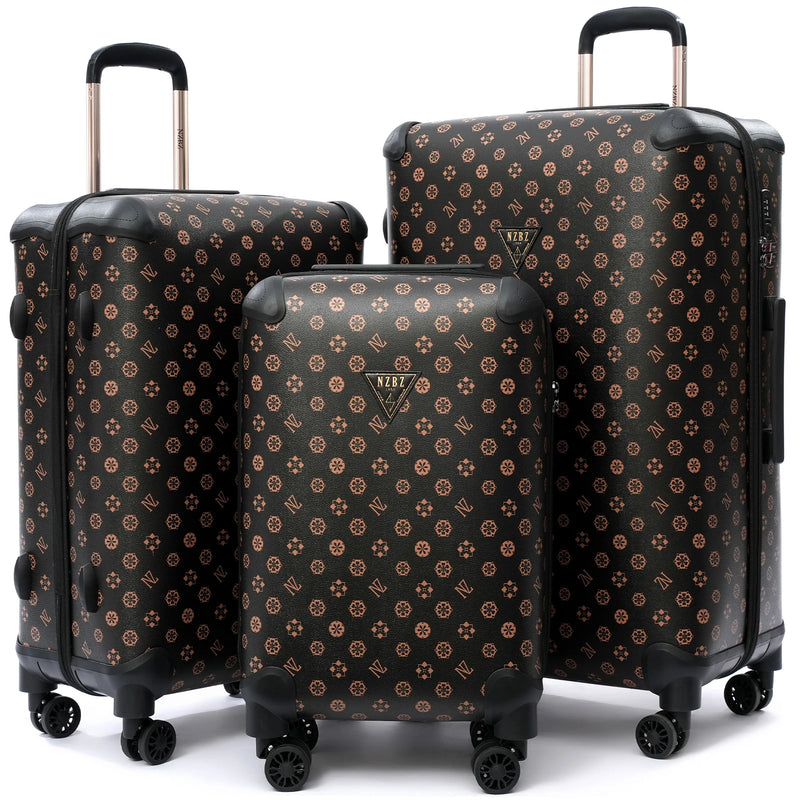 Urecity luxo retro 3 pçs conjunto de bagagem couro falso artesanal 20 polegada & 24 polegada & 28 polegada bagagem mala viagem conjunto